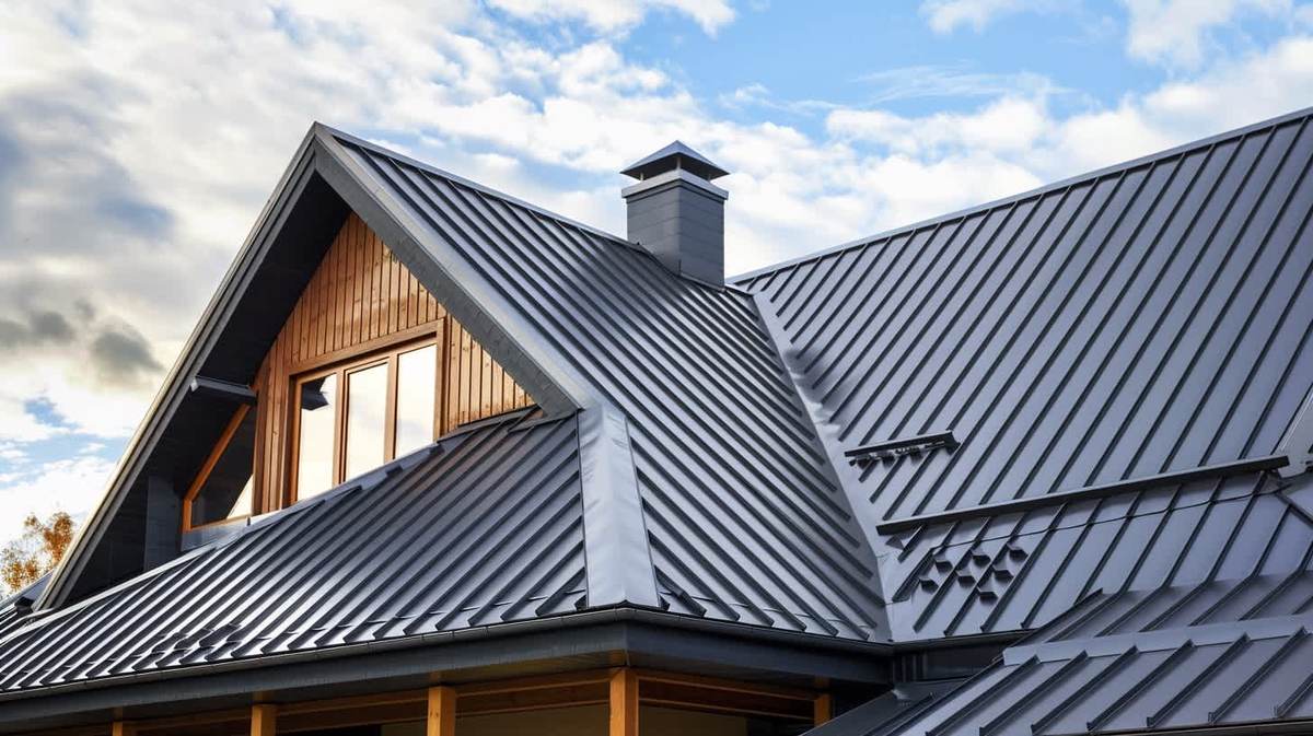 Naldöken EPDM Kauçuk Çatı – antrasit kenet sistem metal çatıyla kaplanmış müstakil ev
